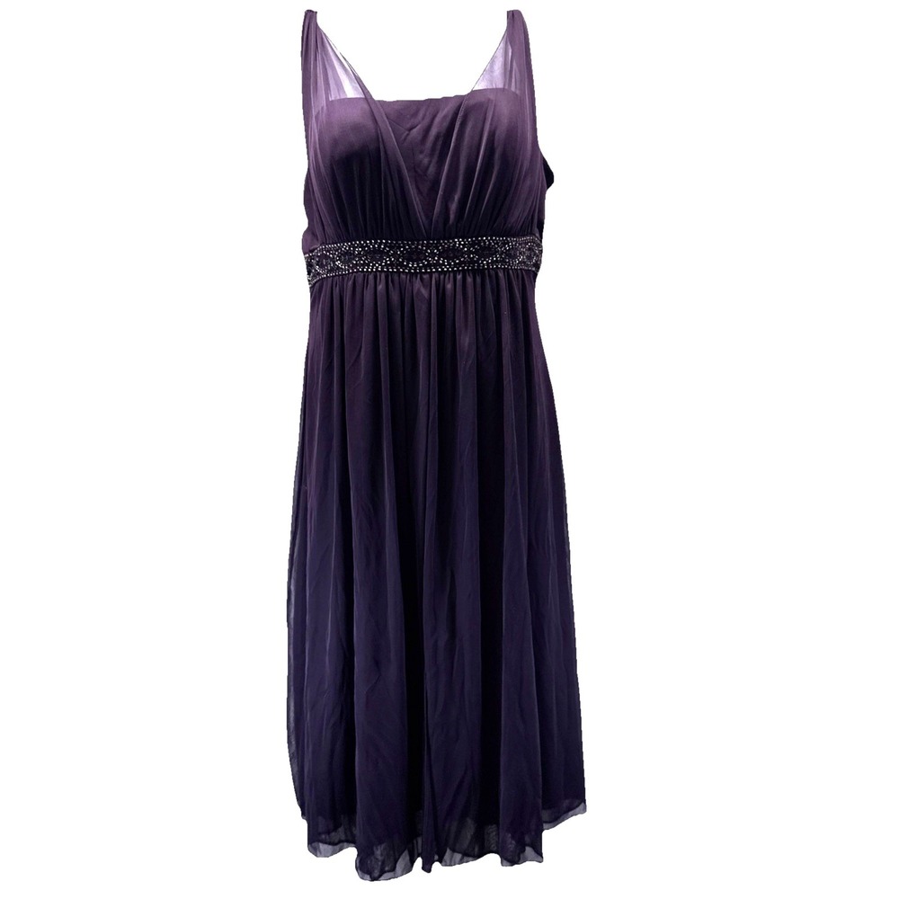Jessica‎ Howard NWT Dress Sz 8 Purple Sheer Mesh Whimsigoth Beaded Babydoll Zip